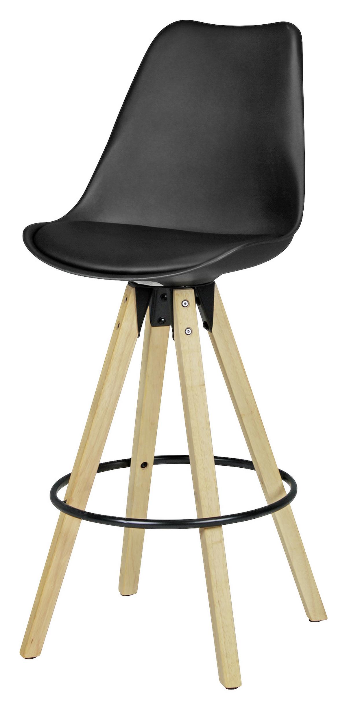 Barhocker-Set in Schwarz 'Lima' 2-er Set - Eichefarben/Schwarz, Design, Holz/Kunststoff (49/113/49cm) - MID.YOU