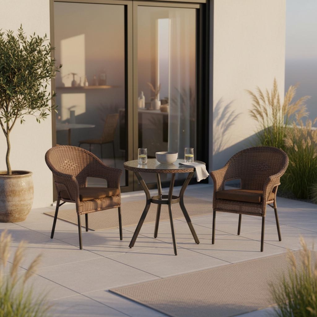 Vrtni Set Ravenna, 3-Delni - barve grafita/rjava, Moderno, kovina/umetna masa - Gardenson