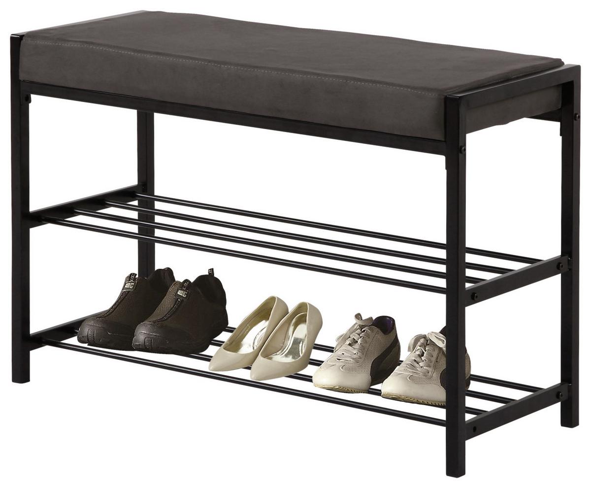 Garderobna Klop Ellie Ii, Črna, Videz Usnja - temno siva/črna, Moderno, kovina/tekstil (80/52/30cm) - Mömax