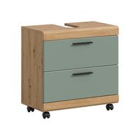 Waschbeckenunterschrank Scout Salbeigrün/Eiche Artisan - Salbeigrün/Schwarz, Trend, Holzwerkstoff/Kunststoff (60/60/34cm) - MID.YOU