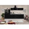 Küchenzeile mit Geräte Schwarz Hochglanz/Weiß B: ca. 300 cm - Edelstahlfarben/Schwarz, KONVENTIONELL, Holzwerkstoff/Metall (300cm) - Respekta