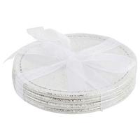 Untersetzerset Glamour Grau/Silberfarben, 4-teilig - Silberfarben/Grau, Modern, Karton/Leder (10cm) - Modern Living