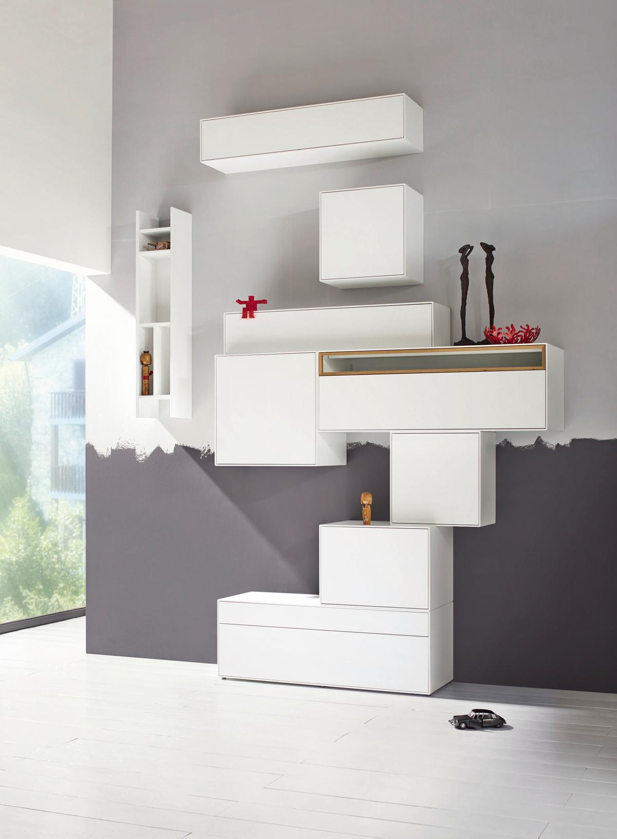 ELEMENT WISZĄCY NOW! EASY - biały, Design, materiał drewnopochodny (128/25,6/25cm) - Now by hülsta