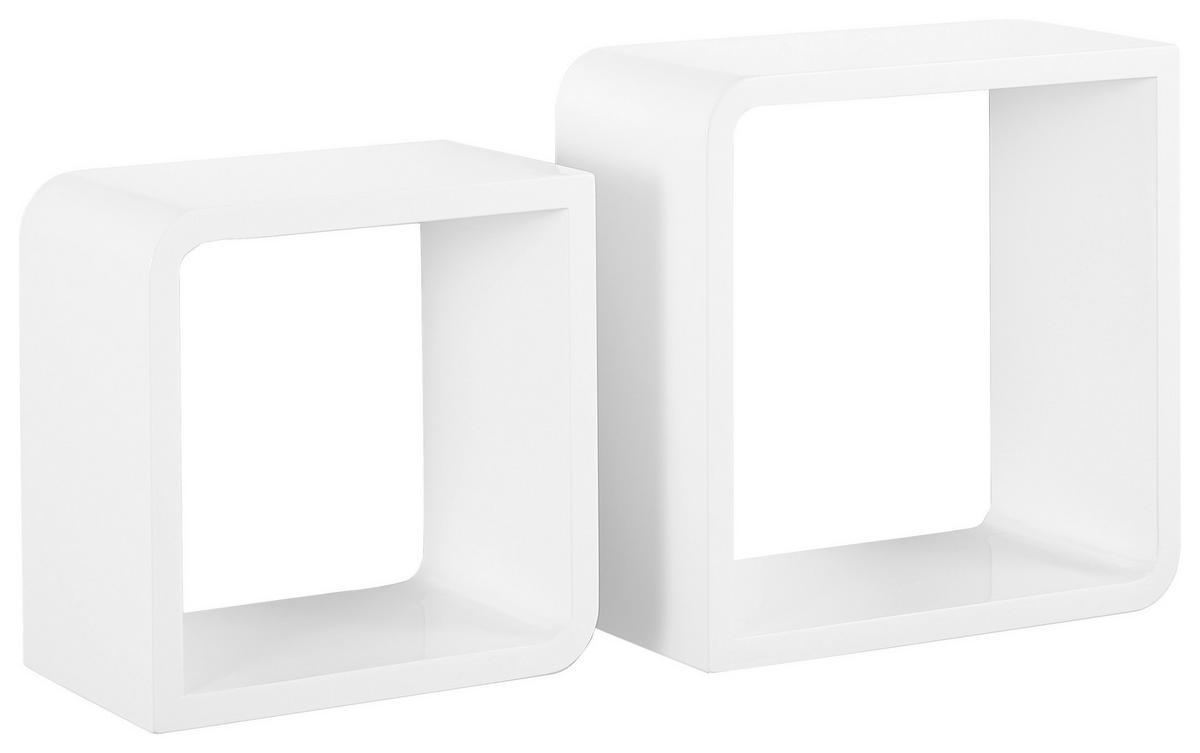 ZESTAW REGAŁÓW ŚCIENNYCH DUO - biały, Basics, materiał drewnopochodny (23-28/23-28/15cm) - Xora