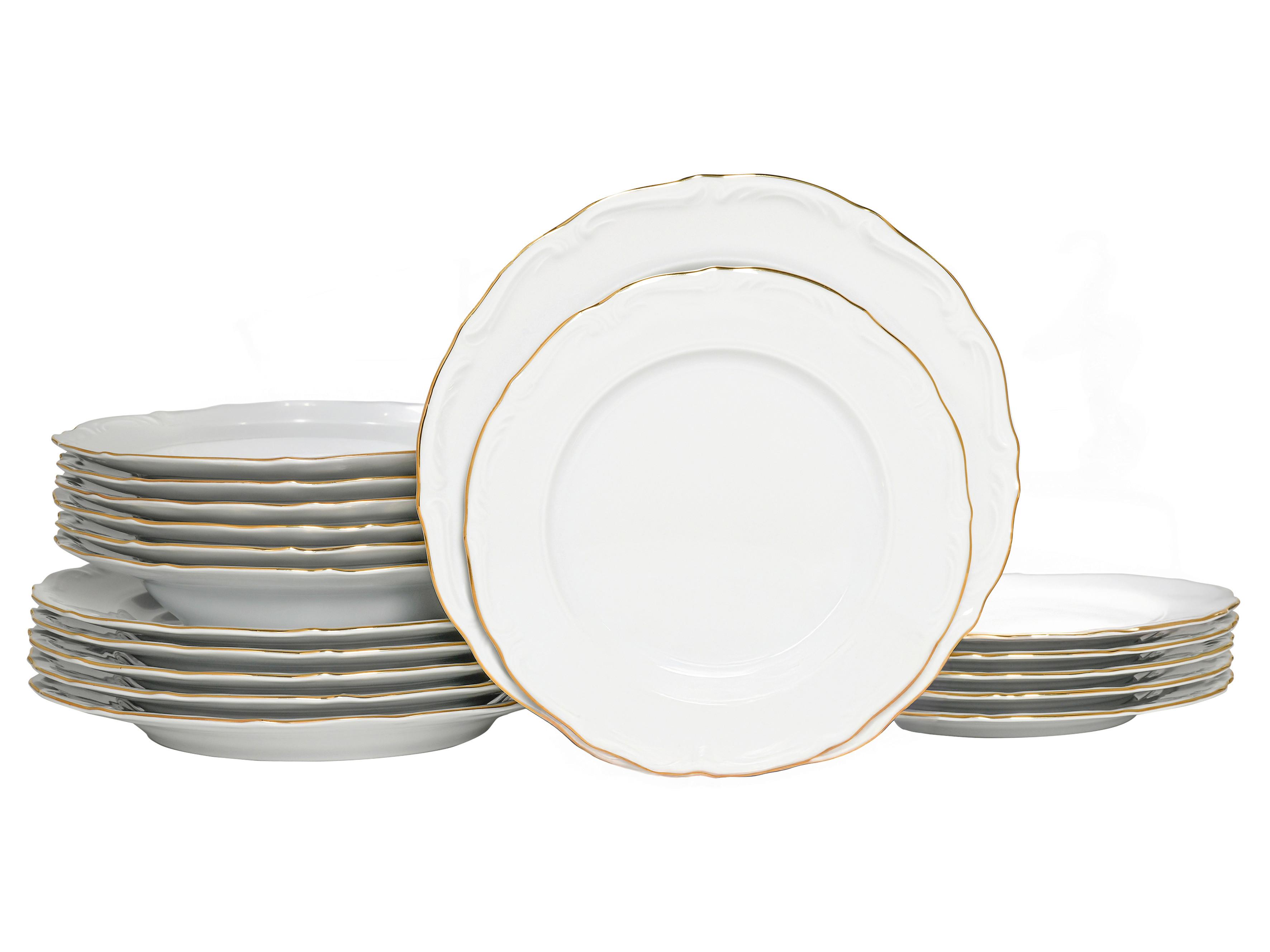 Jedilni Servis Maria Theresia Gold, 18-Delni - zlate barve/bela, Basics, keramika - Creatable