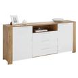 Sideboard Wildeiche/Weiß - Silberfarben, MODERN, Holzwerkstoff/Kunststoff (186/83/38cm)
