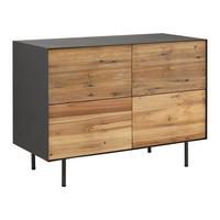 Kommode Giorgia Schwarz/Natur Echtholz/MDF - Goldfarben/Schwarz, MODERN, Holz/Metall (90/66/40cm) - Bessagi Home