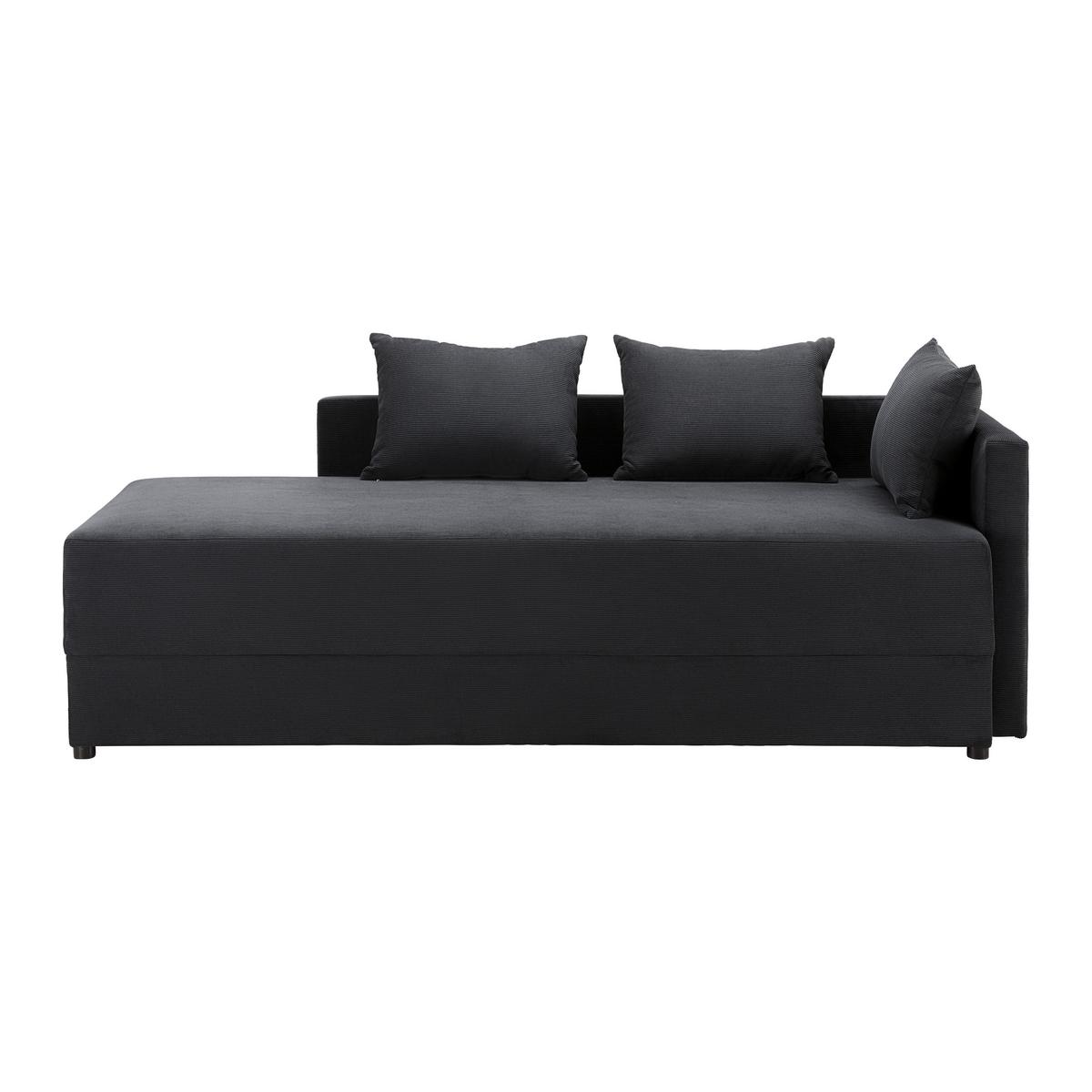 Sofa Elea Dunkelgrau Cord - Dunkelgrau/Schwarz, MODERN, Holz/Kunststoff (90/100/210cm) - Bessagi Home