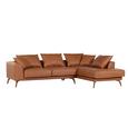 Wohnlandschaft in Hellbraun mit Kissen - Hellbraun/Eichefarben, Leder (202/295cm) - Premium Living Wohnlandschaft in Hellbraun mit Kissen - Hellbraun/Eichefarben, Leder (202/295cm) - Premium Living