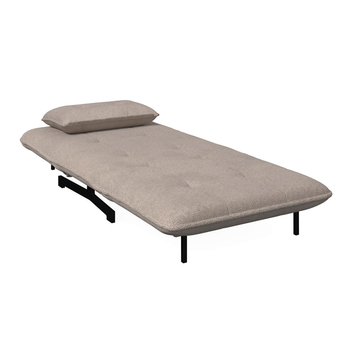 Schlafsessel Luna Bouclé Beige - Beige/Schwarz, MODERN, Textil/Metall (92/40/66cm) - Bessagi Home