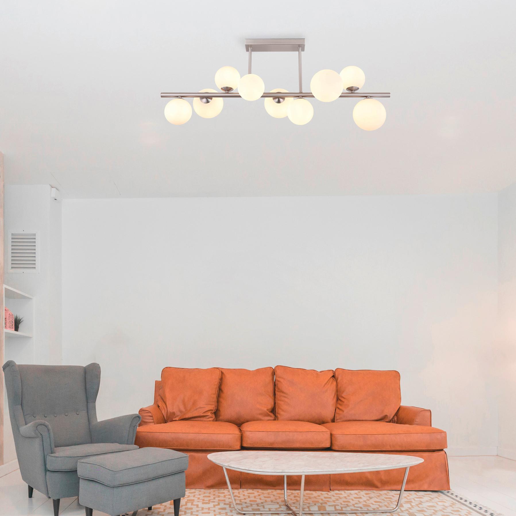 LED-Deckenleuchte Riha Opal/Nickel max. 3,5 Watt - Opal/Nickelfarben, KONVENTIONELL, Glas/Metall (87/28/37cm) - Globo