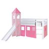Igralna Postelja Kasper, 90x200, Roza, Tobogan, Stolp - roza/bela, Natur, les (90/200cm) - MID.YOU