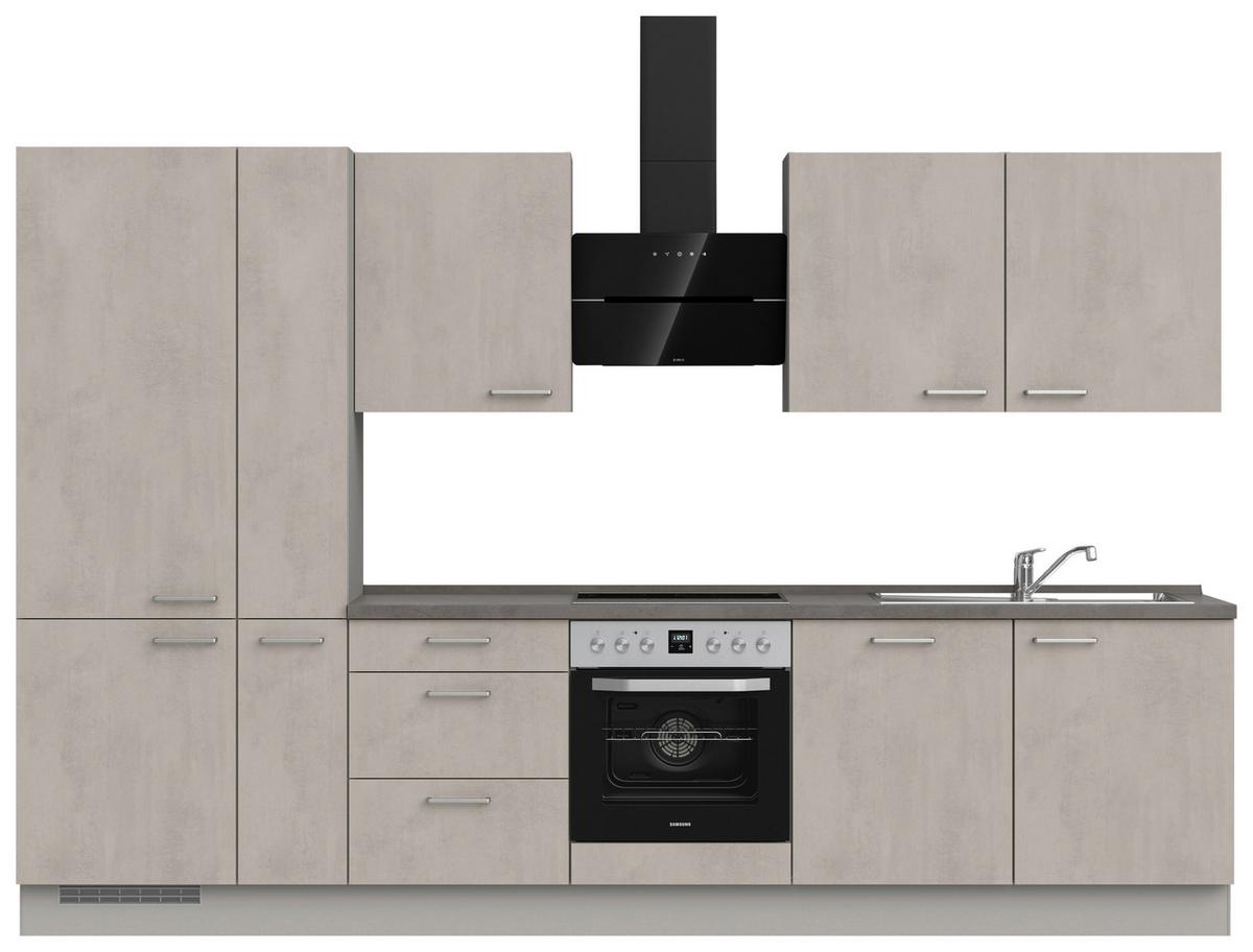 Küchenblock Riva High m. Geräten Grau - Schieferfarben/Edelstahlfarben, MODERN, Holzwerkstoff/Metall (330cm) - Nobilia