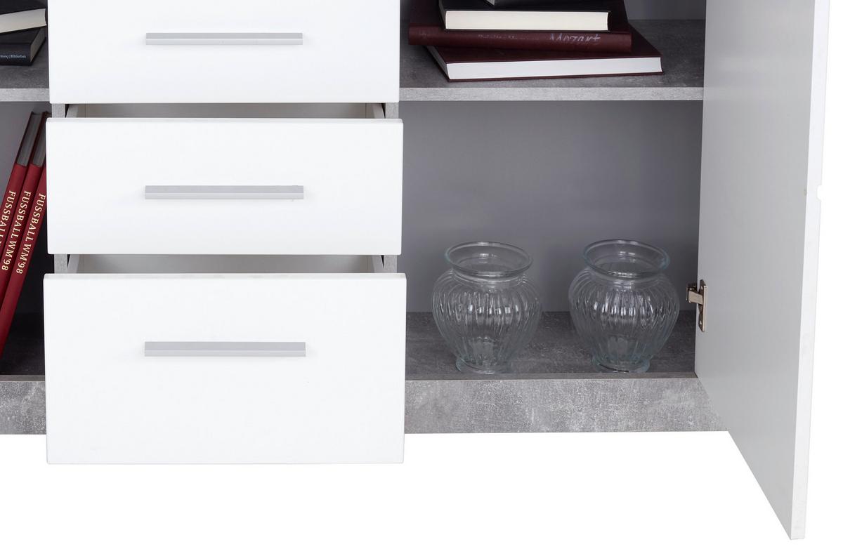 Servantă Malta - alb/gri, Modern, material pe bază de lemn (138/86/35cm) - Modern Living