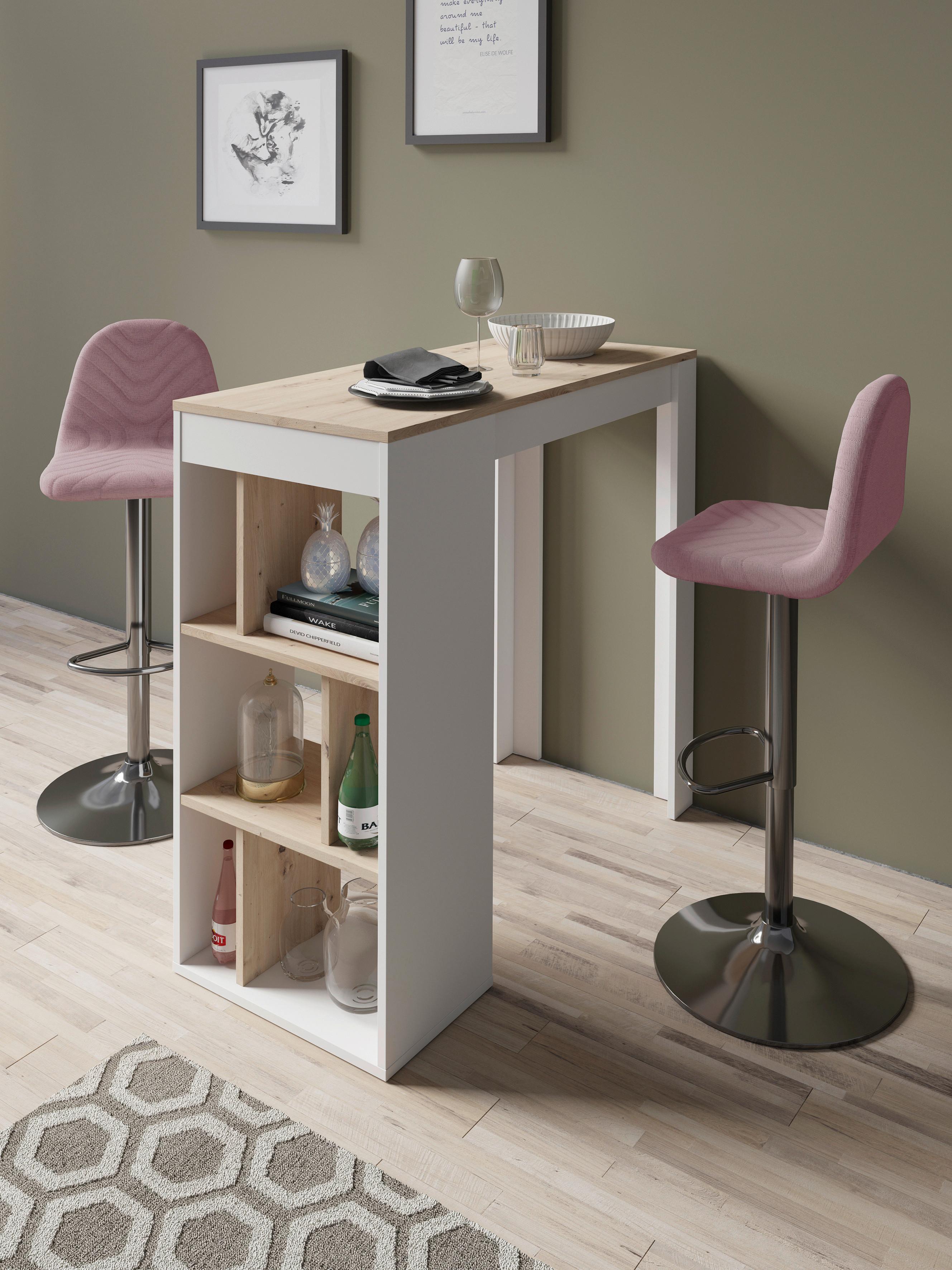 Bartisch Moby Weiß/Eiche ca. 110x50x104 cm - Weiß/Eiche Artisan, MODERN, Holzwerkstoff (110/50/104cm) - MID.YOU