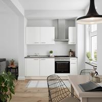 Küchenblock Touch Low m. Geräten Weiß - Schieferfarben/Edelstahlfarben, MODERN, Holzwerkstoff/Metall (210cm) - Nobilia