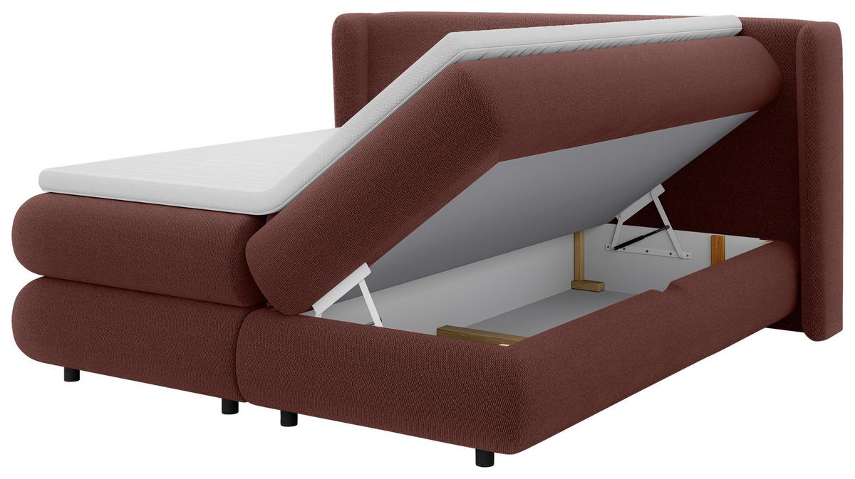 Boxspring Krevet Elodie - crvena/crna, Konvencionalno, tekstil/plastika (160/200cm) - Premium Living