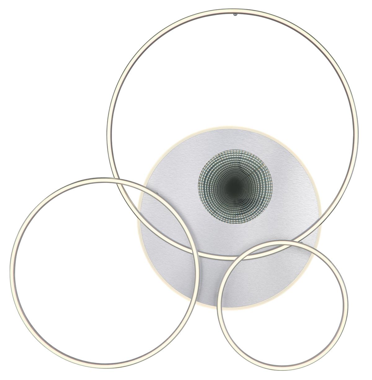LED-Deckenleuchte Befer Opal/Silber max. 70 Watt - Silberfarben/Opal, MODERN, Kunststoff/Metall (126,4/105,3/13cm)