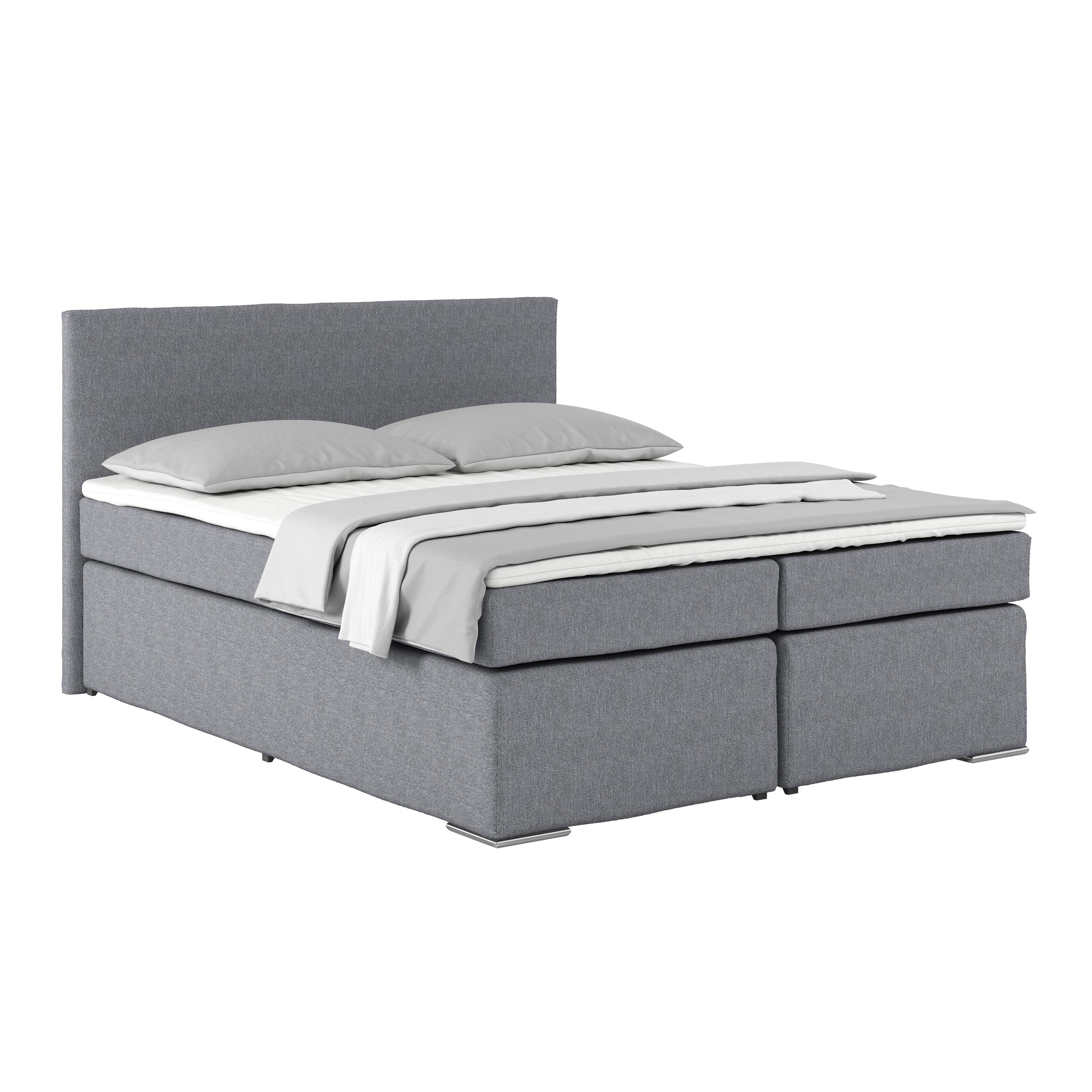 Boxspring Krevet Nero - plavkastosiva/boje kroma, Konvencionalno, tekstil/metal (160/200cm) - Best Price