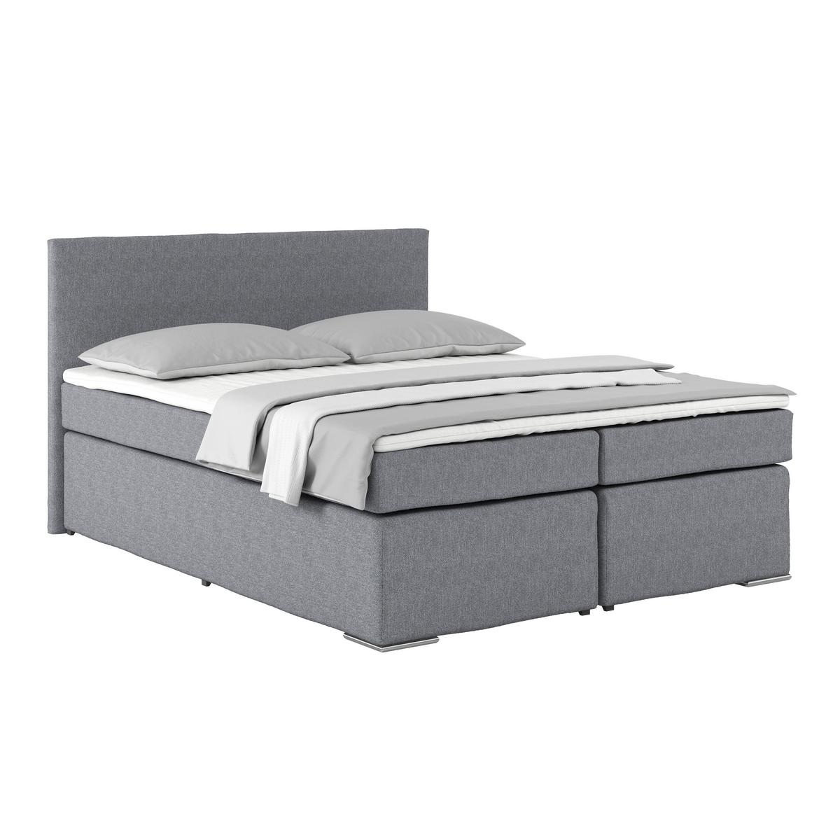 Boxspring Krevet Nero - plavkastosiva/boje kroma, Konvencionalno, tekstil/metal (160/200cm) - Best Price