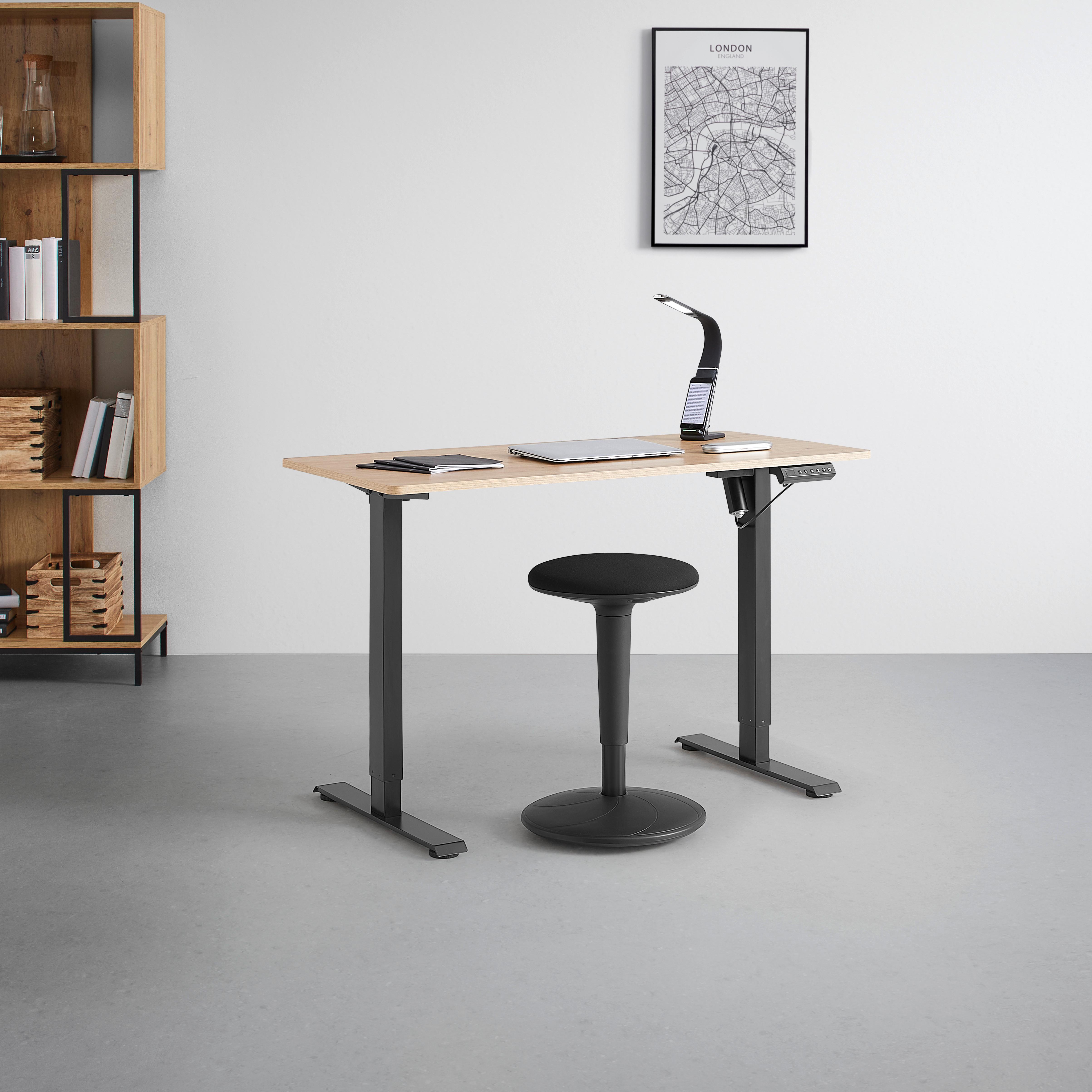 SKRIVBORD EMIL II - svart/ek Artisan, Modern, metall/trämaterial (120/72-118/60cm) - Mömax