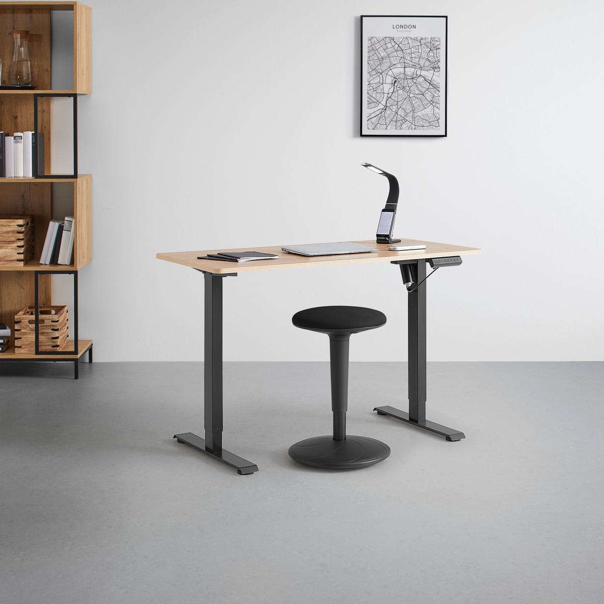 Íróasztal Állítható Emil - fekete/Artisan tölgy, Modern, faalapú anyag/fém (120/72-118/60cm) - Mömax