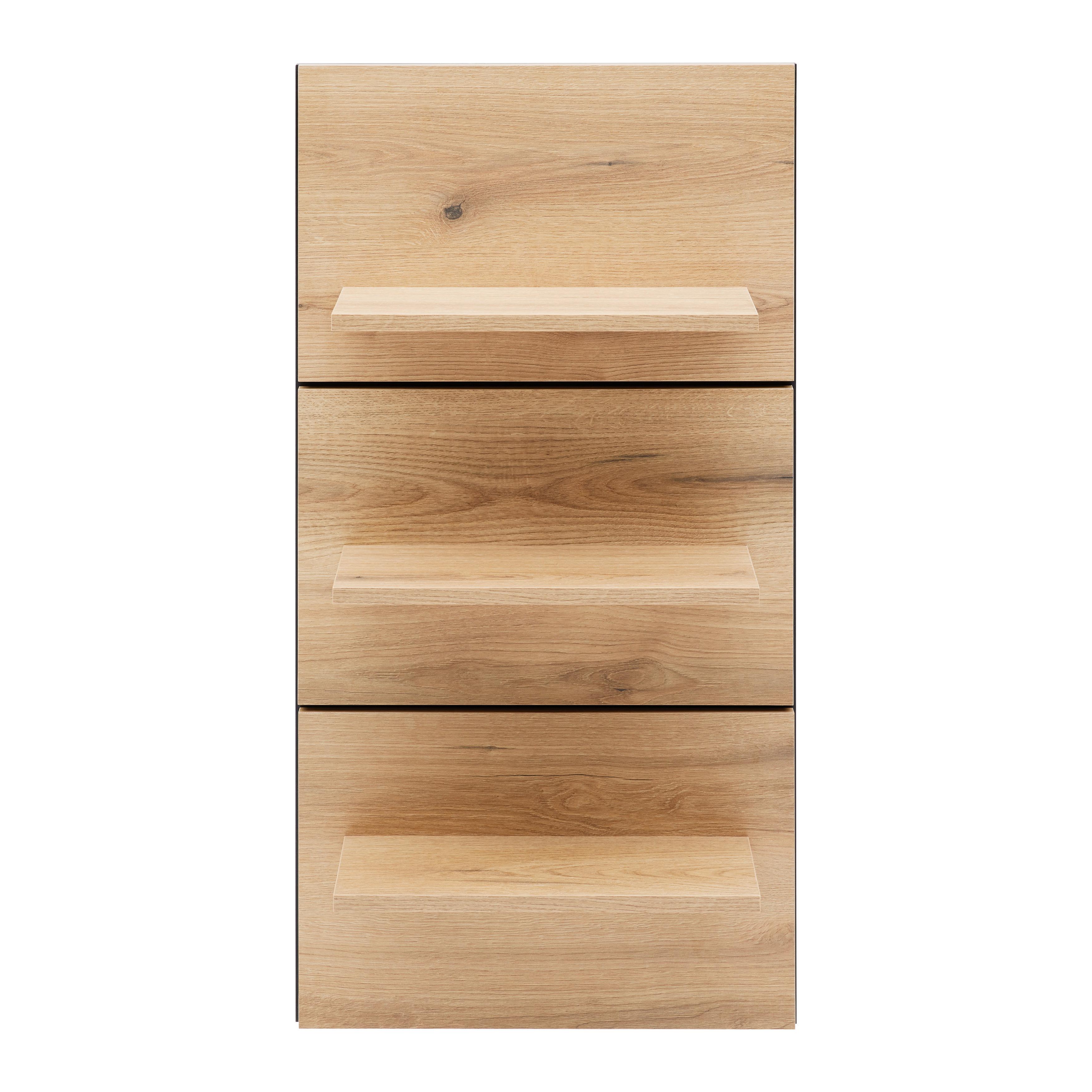 VÄGGHYLLA MATEO - svart/ekfärgad, Modern, trämaterial (50/95,5/18,2cm) - Mömax