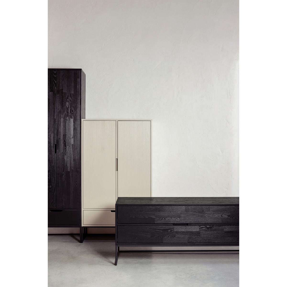 Lowboard Silas Grau B: 180cm - Schwarz/Grau, Design, Leder/Holz (180/61/44cm) - Livetastic