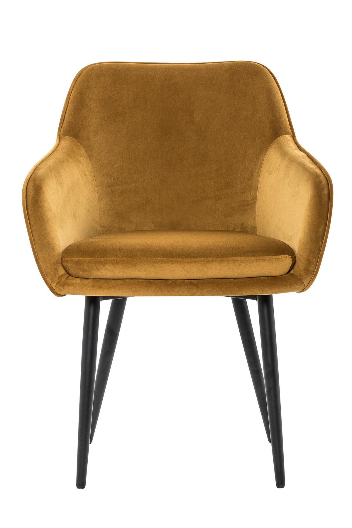 Naslanjač Samt, Gorčično Rumena - črna/gorčično rumena, Moderno, kovina/tekstil (61/85/60cm) - Livetastic