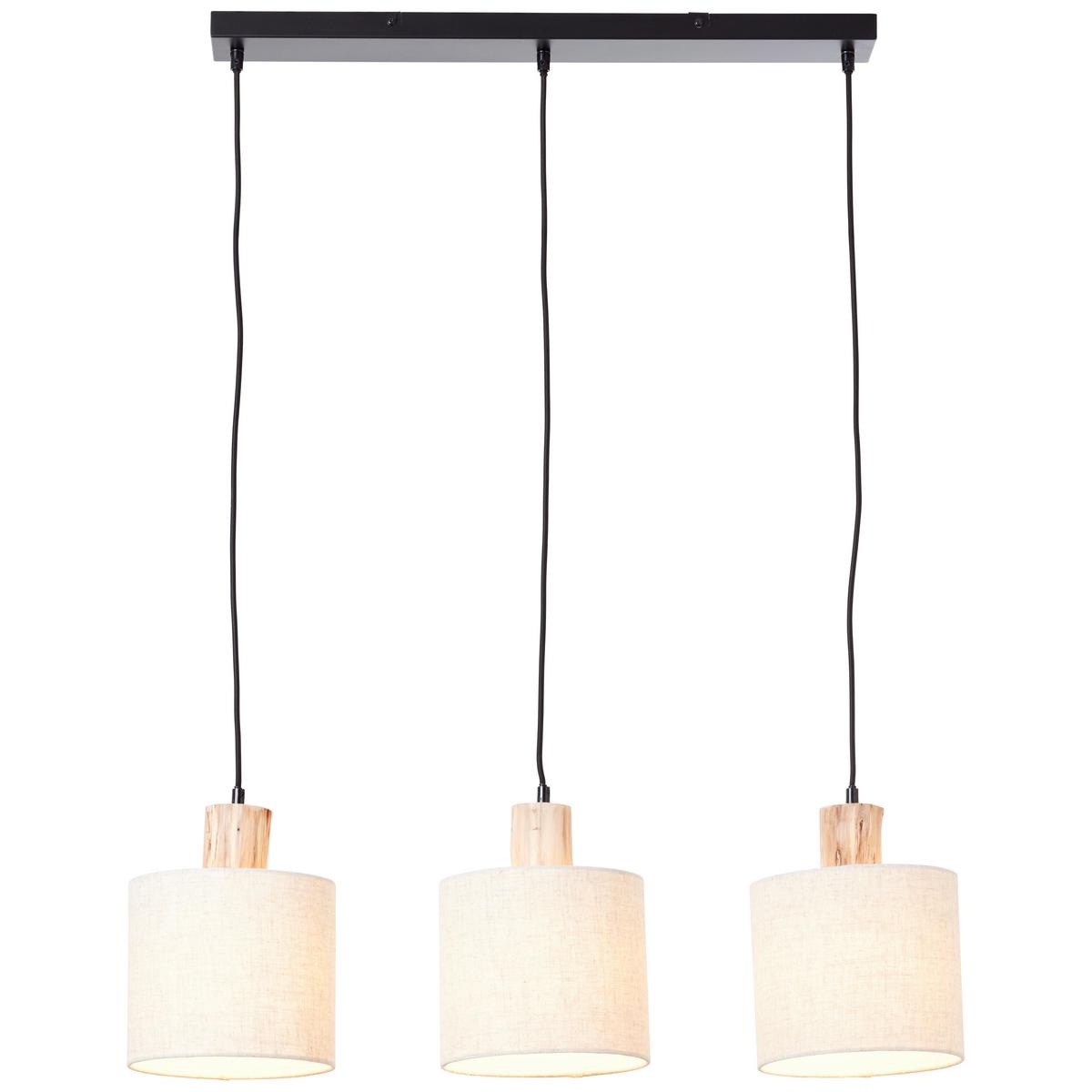 Pendelleuchte Pia Naturfarben max. 40 Watt - Schwarz/Naturfarben, Natur, Holz/Textil (80/20/130cm) - Brilliant