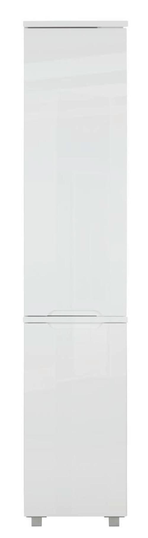 Hochschrank in Weiss - Weiss/Silberfarben, Modern, Holzwerkstoff/Kunststoff (40/194/32cm) - Mömax