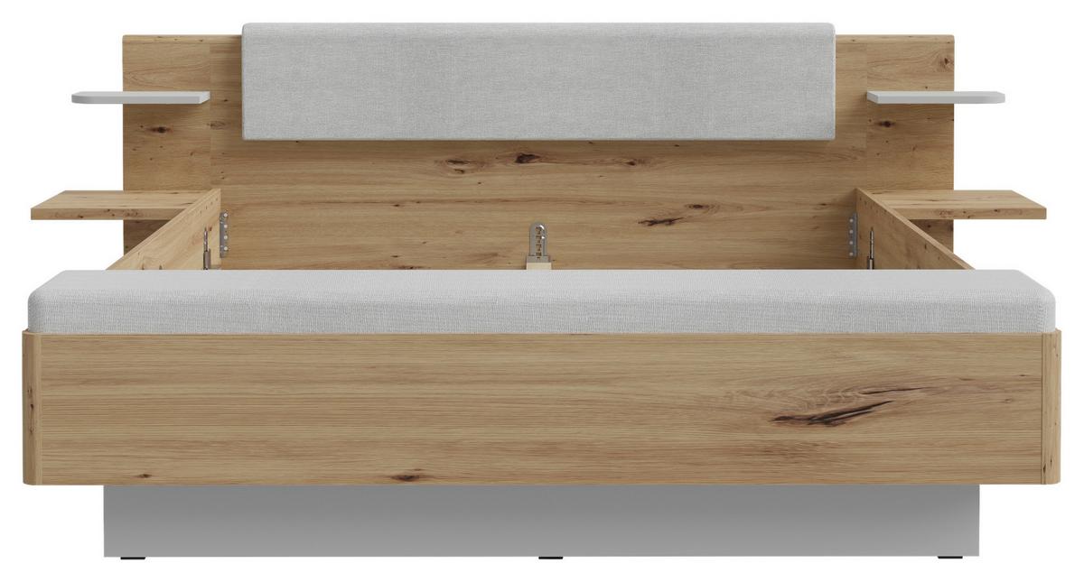 Posteljna Garnitura Kasura, Barva Hrasta, Siva, 180x200 - siva/hrast artisan, Konvencionalno, tekstil/leseni material (180/200cm) - Ti'me
