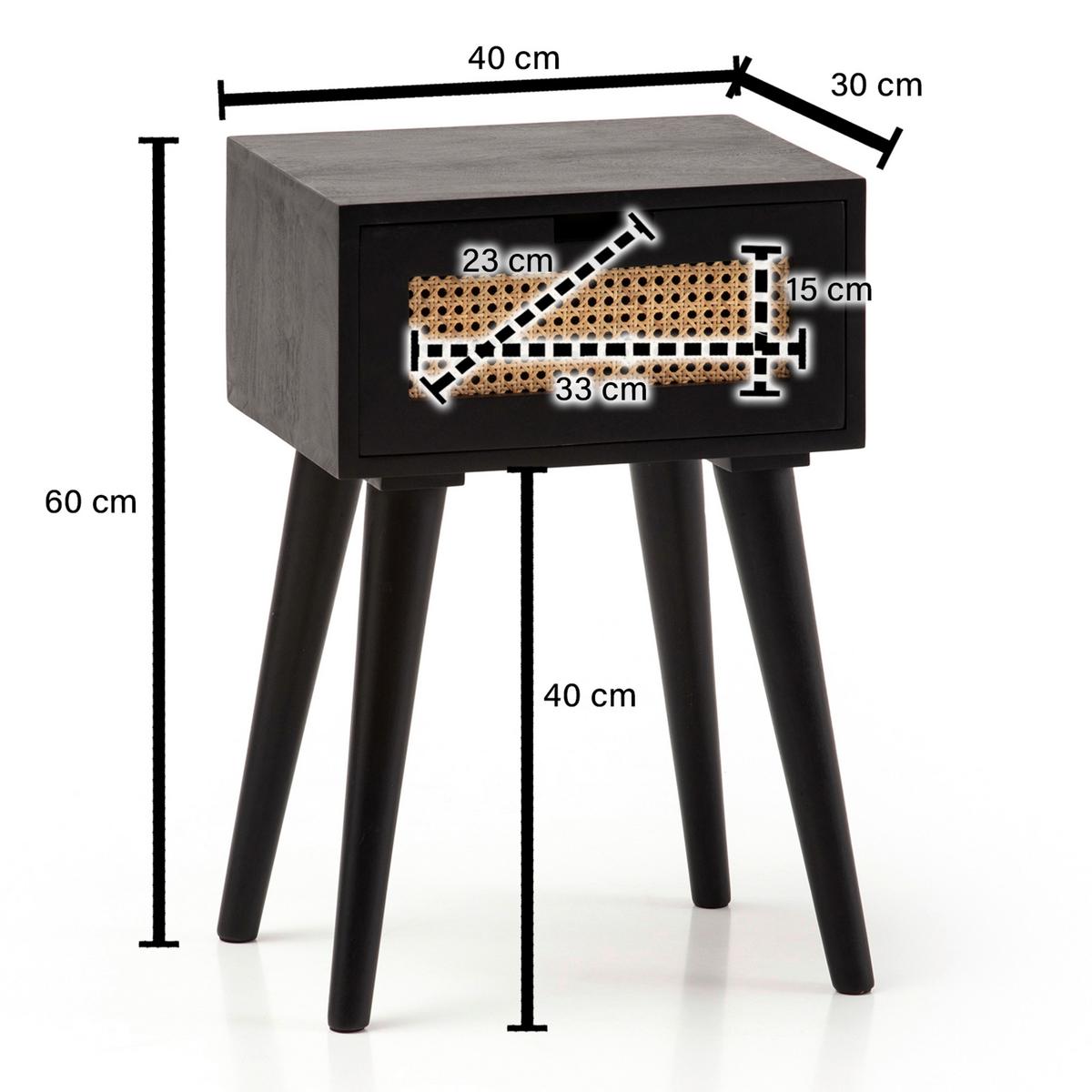 NACHTKÄSTCHEN WL6.808 - Schwarz/Braun, Lifestyle, Holz (40/60/30cm) - MID.YOU