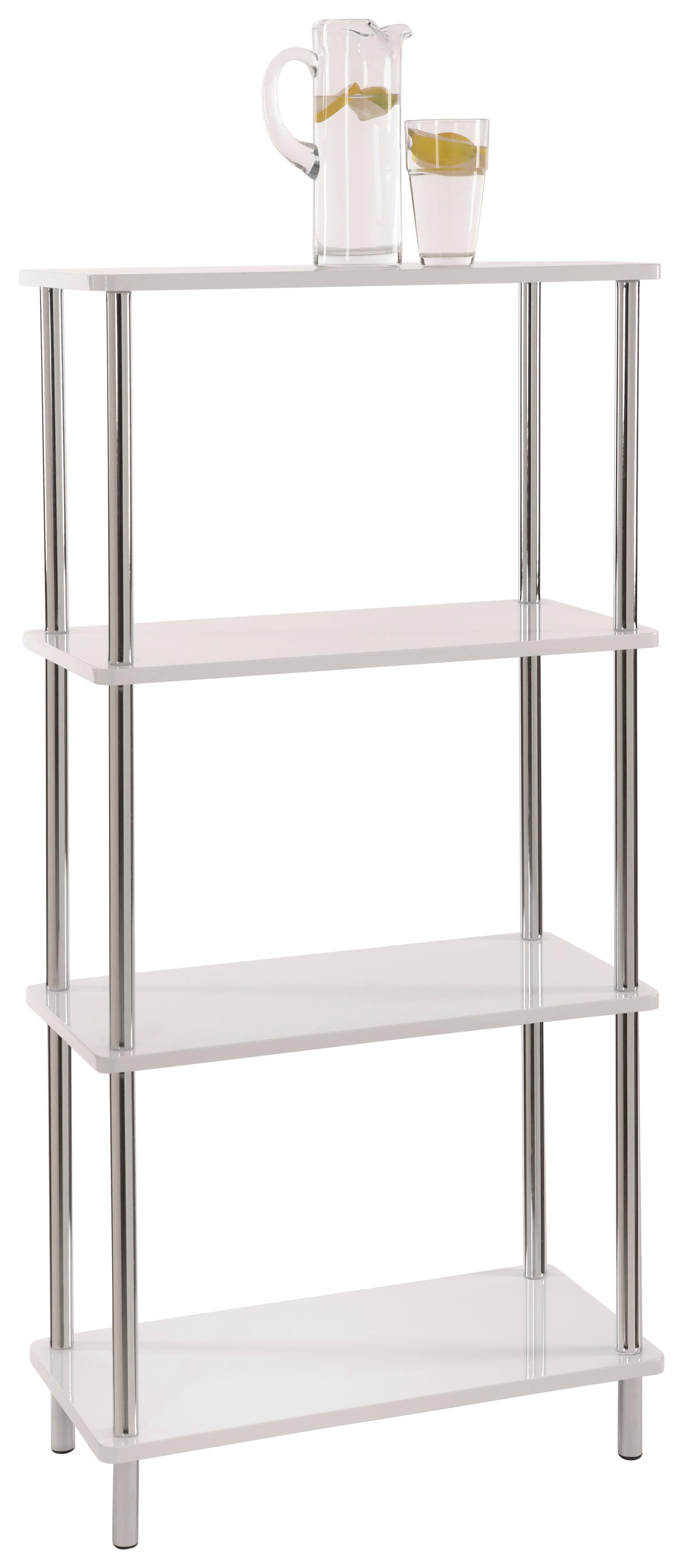 Regal Tim, Bela, Barva Kroma - barve kroma/bela, Moderno, kovina/umetna masa (60/120/30cm) - Möbelix Exklusiv