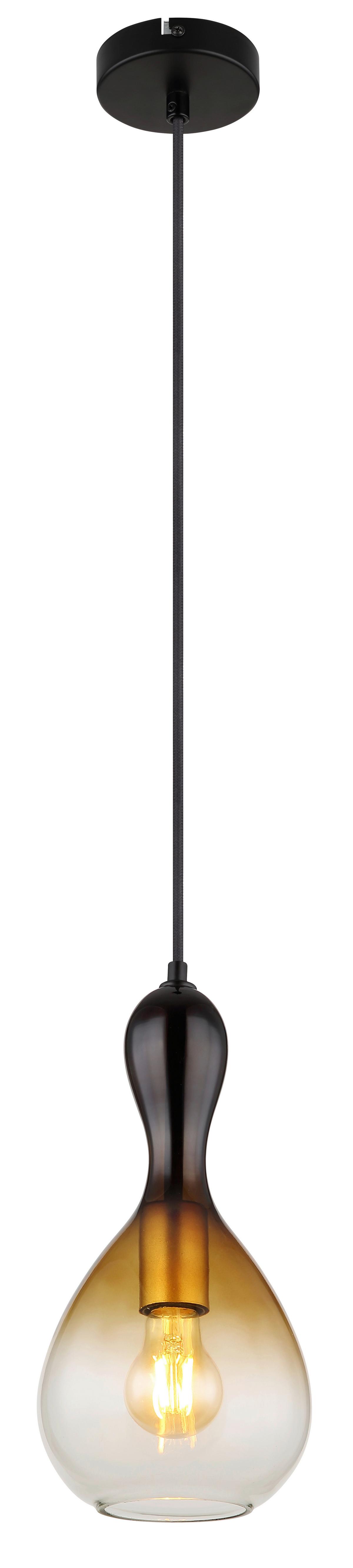 HÄNGELEUCHTE 15538H - Klar/Goldfarben, Design, Glas/Textil (16,5/120cm) - Globo