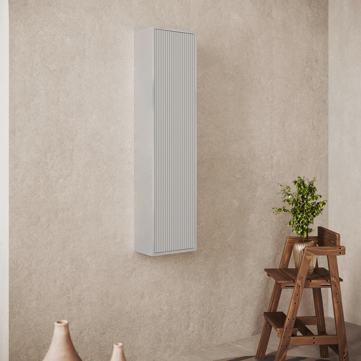 Visoki Element Sidney - svijetlo siva, Moderno, staklo/drvni materijal (35/136/16cm)