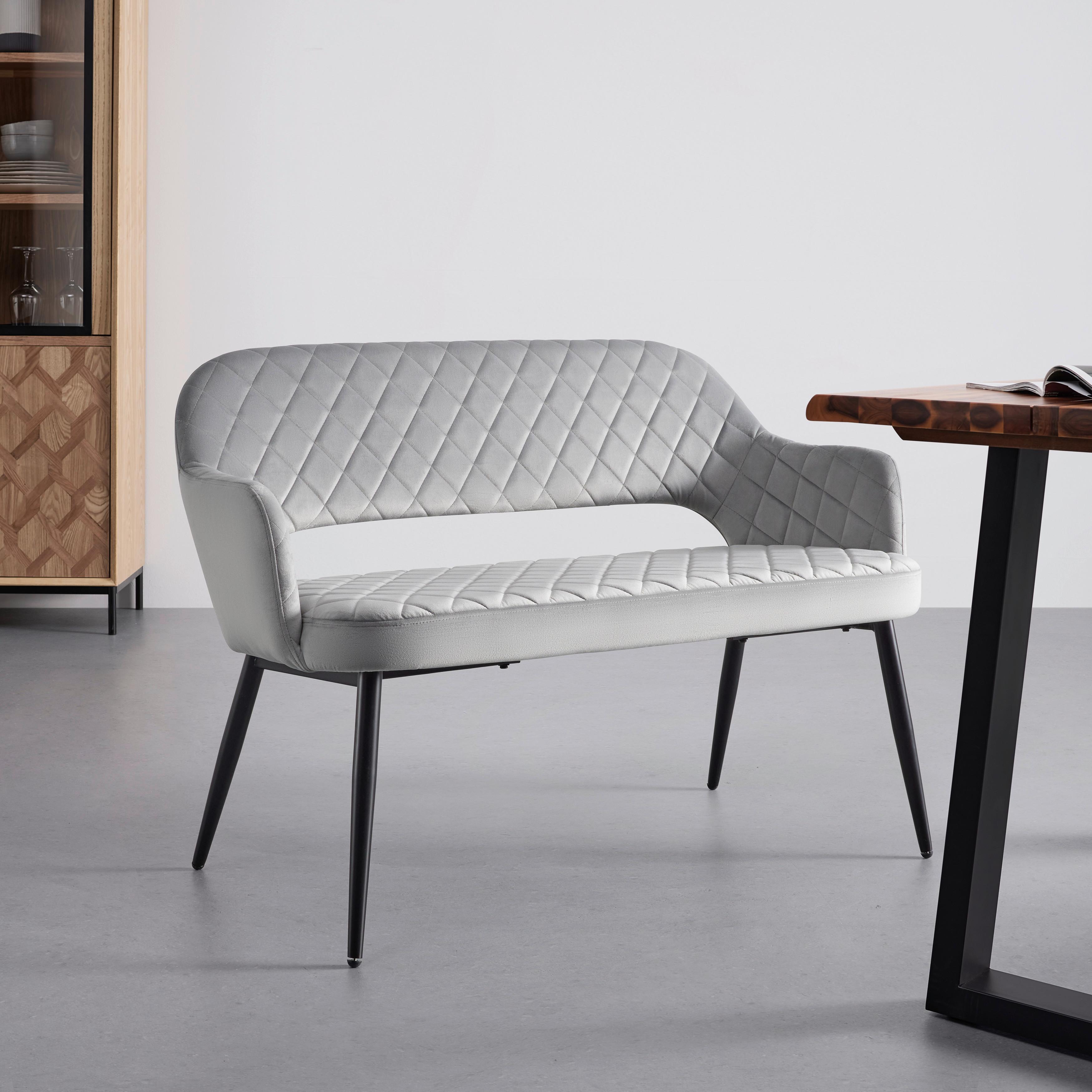 ŁAWKA ISABELLA - czarny/szary, Modern, metal/drewno (112/78/62cm) - Bessagi Home