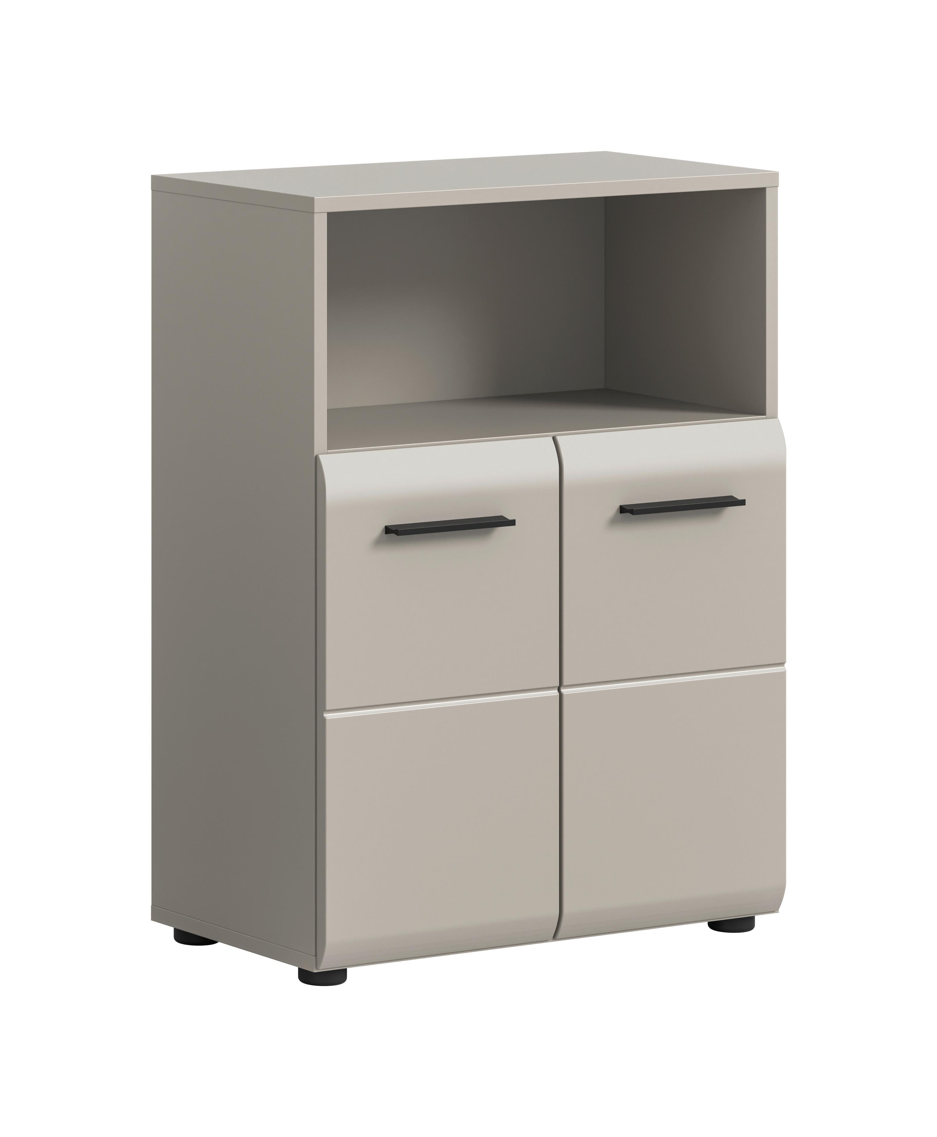Midischrank Ice Kaschmir - Kaschmir/Schwarz, Trend, Holzwerkstoff/Kunststoff (60/80/30cm) - MID.YOU