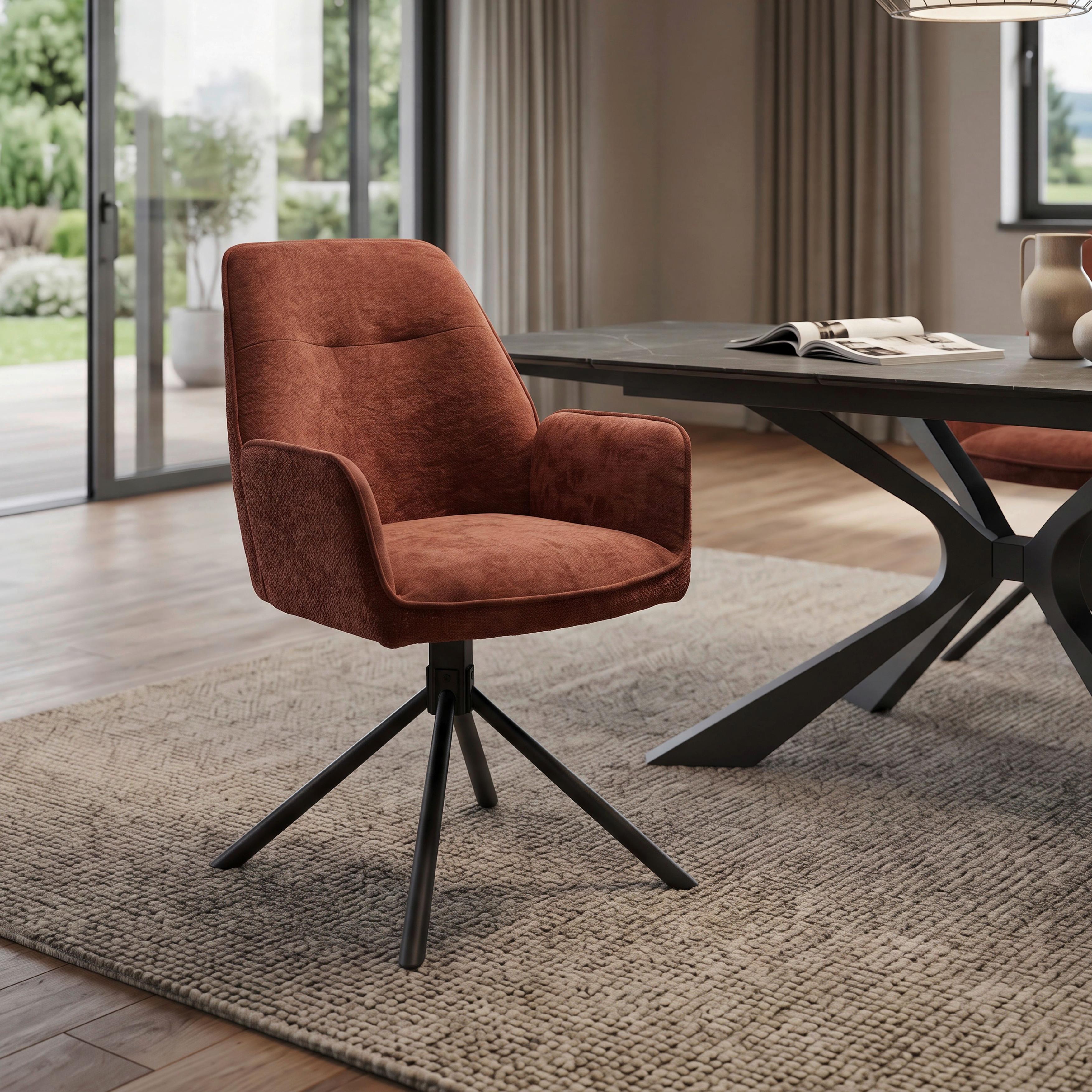STOL MED ARMSTÖD QUEENS - vinröd/svart, Design, metall/textil (60/89/64cm) - Mömax