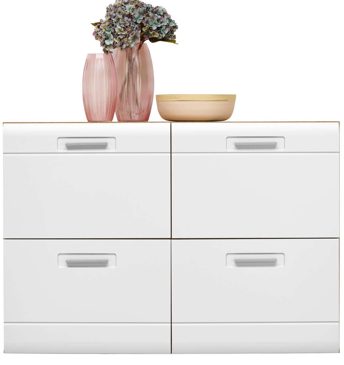 Dulap pentru pantofi Auris - alb/culoare lemn stejar, Modern (120/82,7/37,1cm) - Modern Living