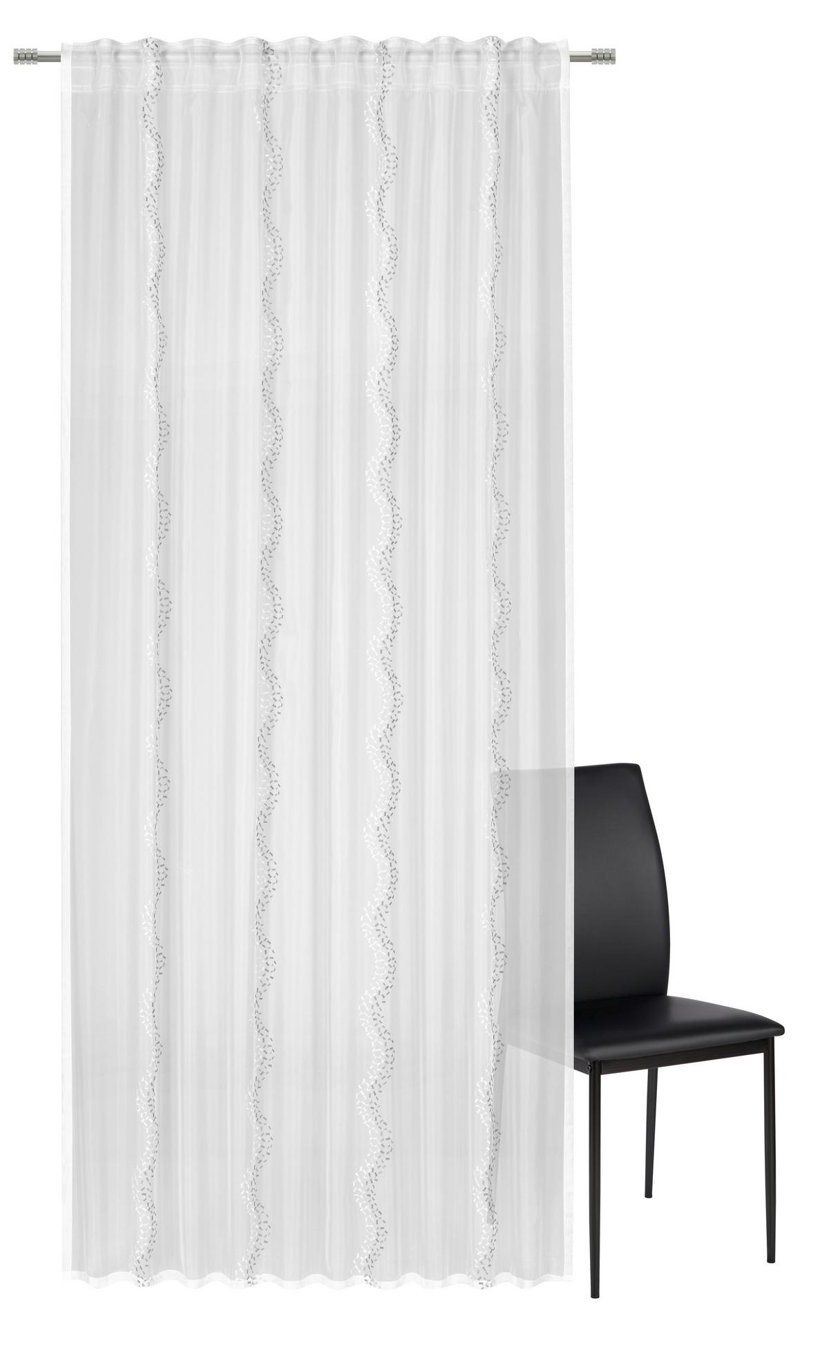 ZASŁONA GOTOWA LOUISE - biały/szary, Konventionell, tkanina (140/245cm) - Esposa