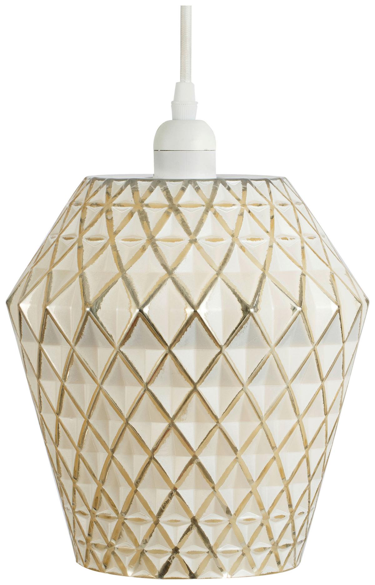 Hängeleuchte Lumi Gold / Weiß - Weiss/Goldfarben, Basics, Glas (20/20/27cm) - Kayoom