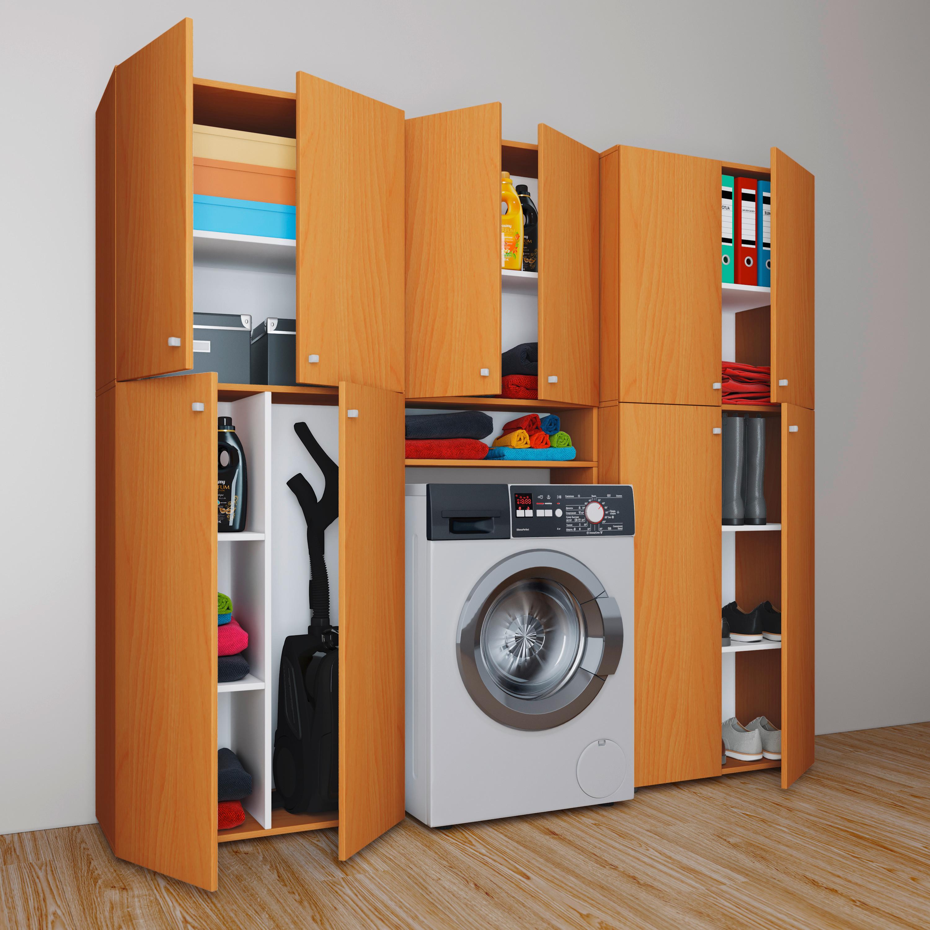 Mehrzweckschrank Lona ca.70x182x37cm Buchefarben - Buchefarben/Weiß, KONVENTIONELL, Holzwerkstoff (70/182/37cm) - MID.YOU