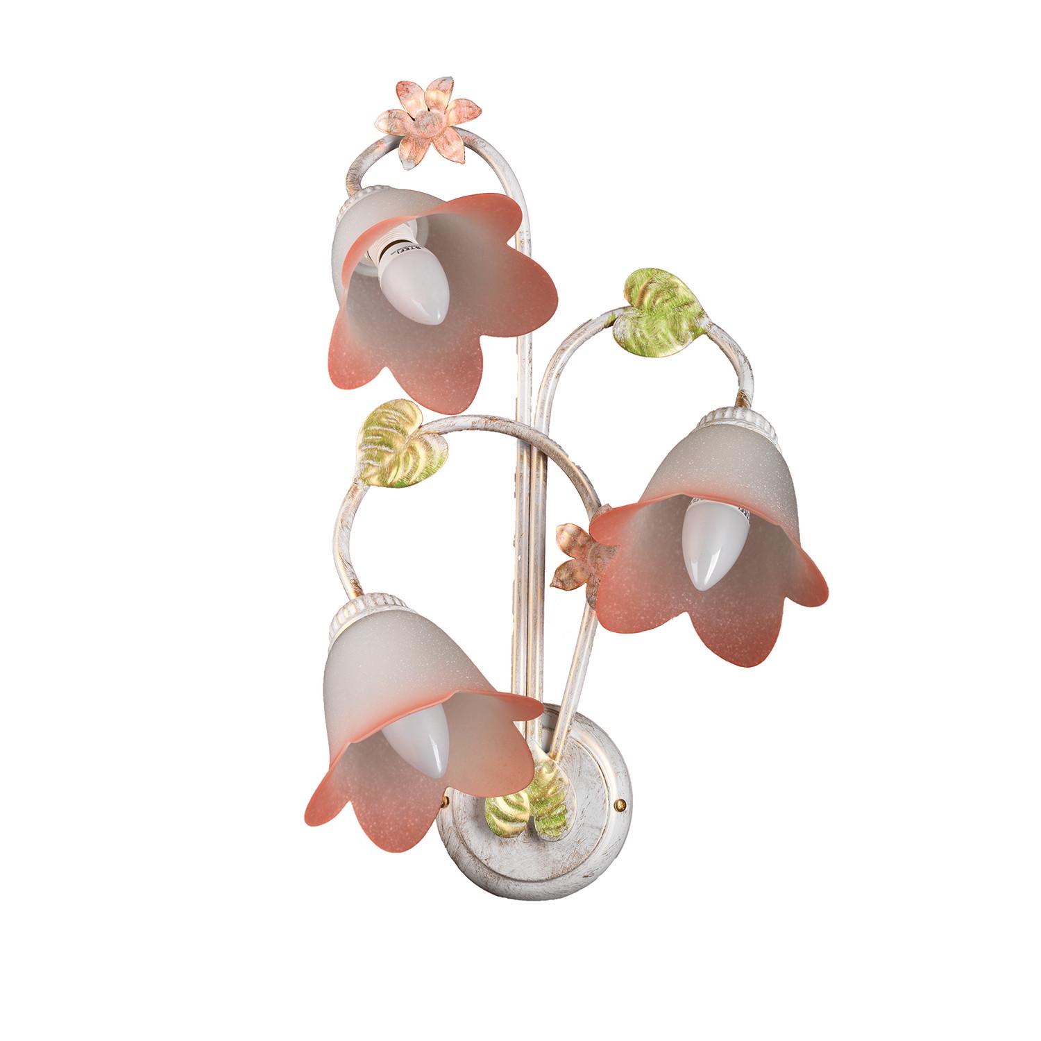 Wandleuchte Botton d'oro Weiß/Pink max. 6 Watt - Weiß, Natur, Glas/Metall (30/25/50cm)