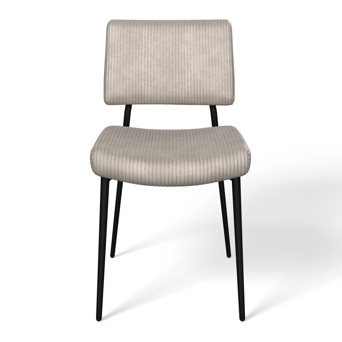 Stol Elia, Bež, Rebrasti Žamet - črna/bež, Moderno, kovina/tekstil (56/85/47cm) - Bessagi Home