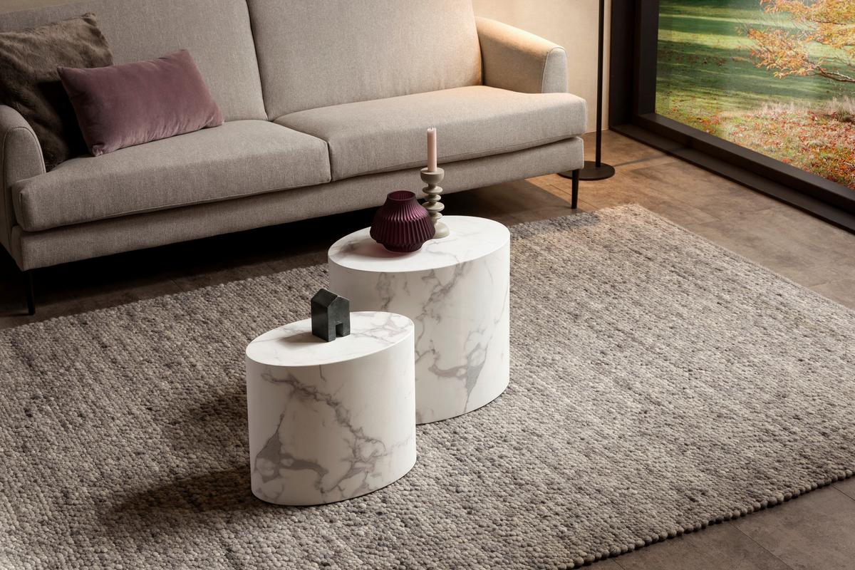 Set Klubskih Mizic Marble, Bela, 2-Delni - bela, Design, leseni material (48-40/33-24,5/40-33cm) - Livetastic