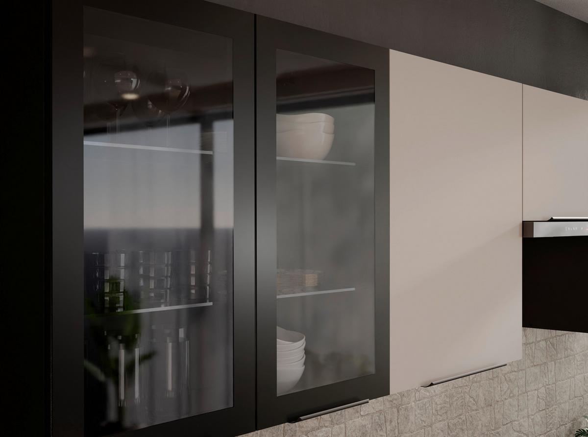 Blok Kuhinja Monza/arona - kašmir/boje oraha, Moderno, staklo/drvni materijal (260/210/60cm) - Modern Living