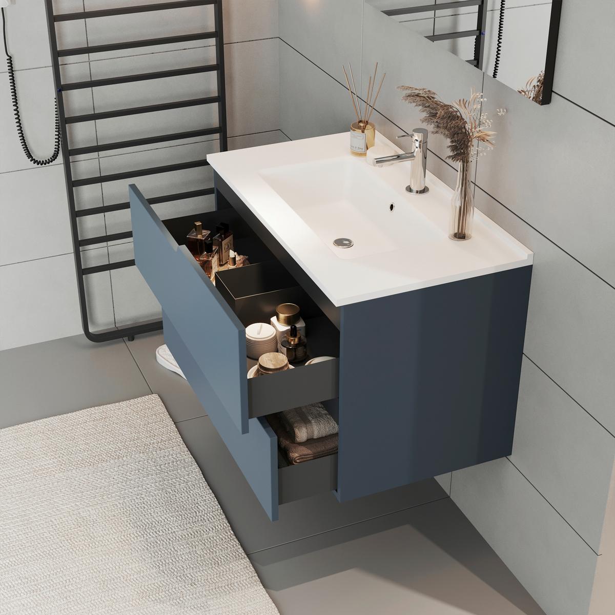 Element Ispod Umivaonika Winter - plava/antracit, Moderno, drvni materijal (80/51/46cm)