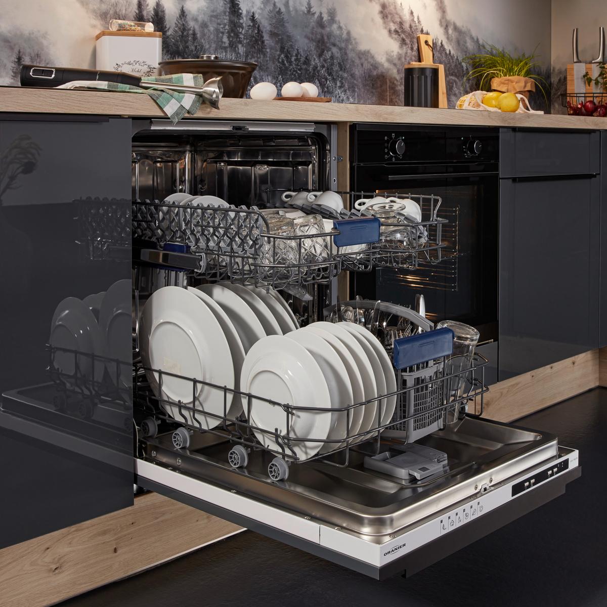 Eckküche IP4050 in Grau/Eichefarben - Eichefarben/Graphitfarben, MODERN, Holzwerkstoff/Metall (188,2/306,6cm) - Impuls