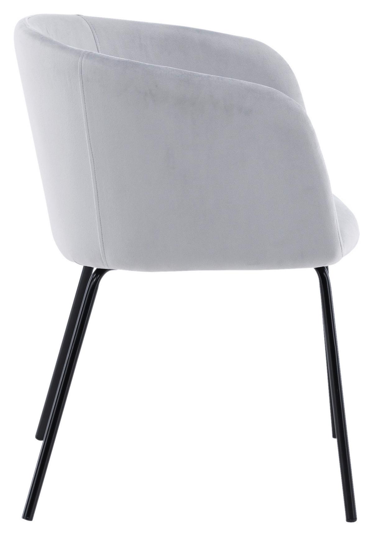 Stuhl Berit ca. 55x78x55 cm Hellgrau - Hellgrau/Schwarz, Design, Textil/Metall (55/78/55cm) - Livetastic